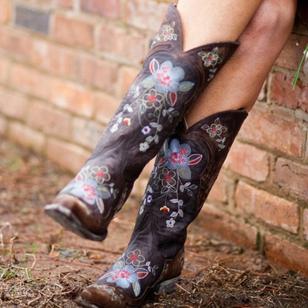 Old Gringo Bonnie Brass cowboy Boots floral embroidery etched Boho RTL 595 NWT - Picture 10 of 11